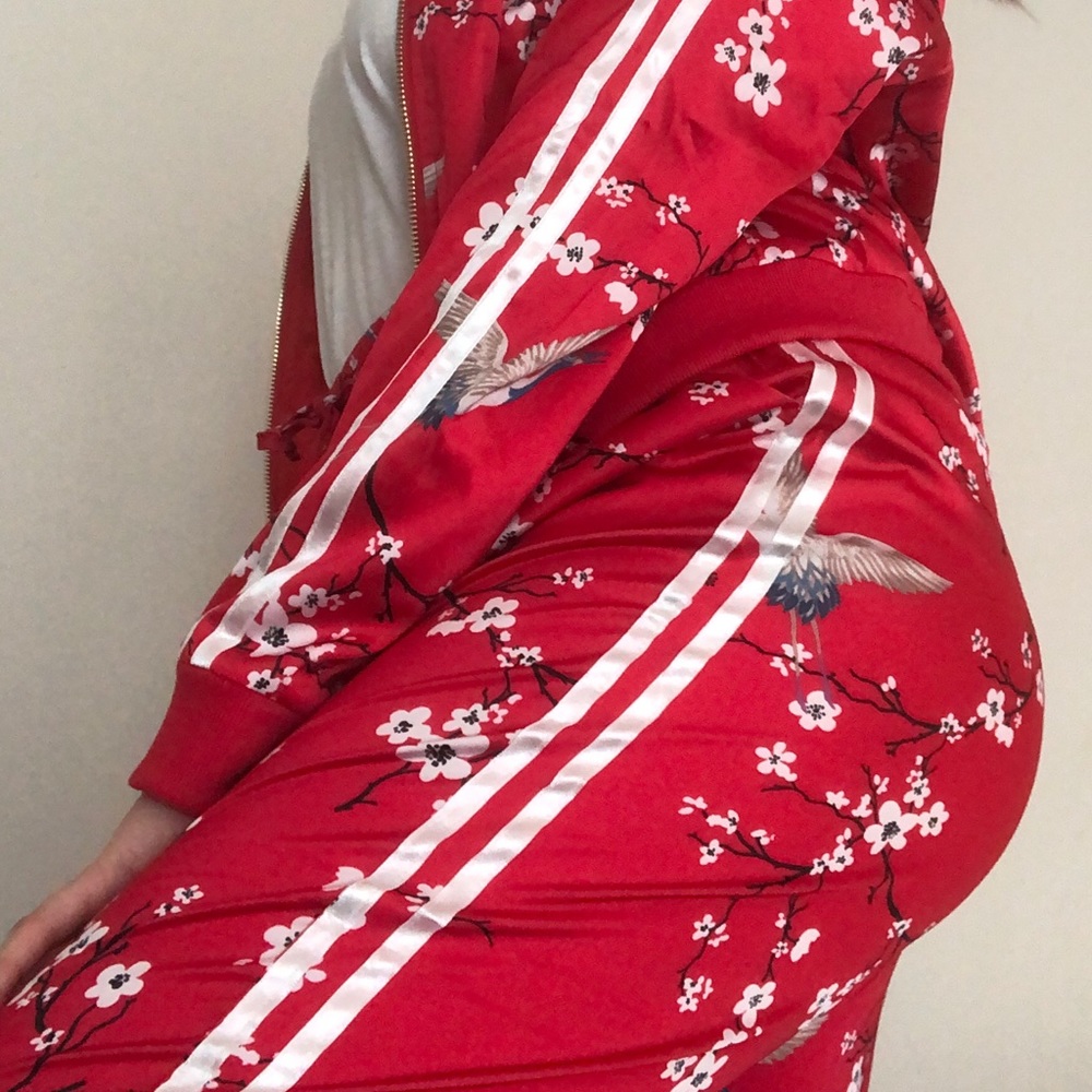 Silk cherry blossom track pants